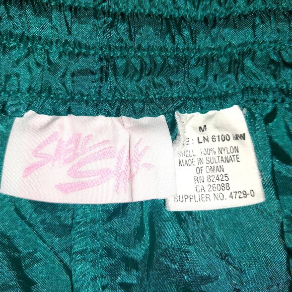 Vintage Shell Shock Nylon Crinkle Shorts Aqua High Waist Front Pockets Womens M - Picture 6 of 6